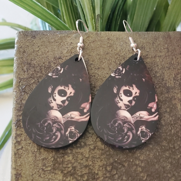 Day of the Dead Teardrop Earrings - Picture 8 of 15